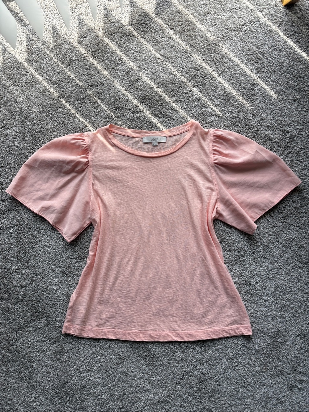 LOFT Light Pink Puff Sleeve Tee
